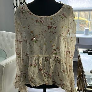 floral sequin see through top size L